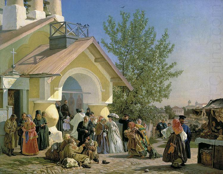 Kirchenausgang in Pskow, unknow artist